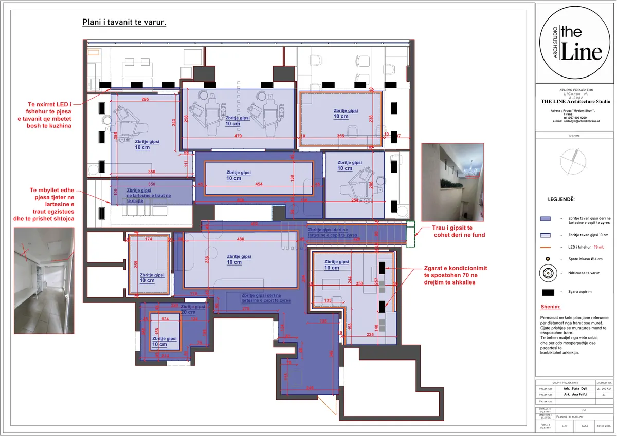 Planimetria tecnica del controsoffitto della clinica